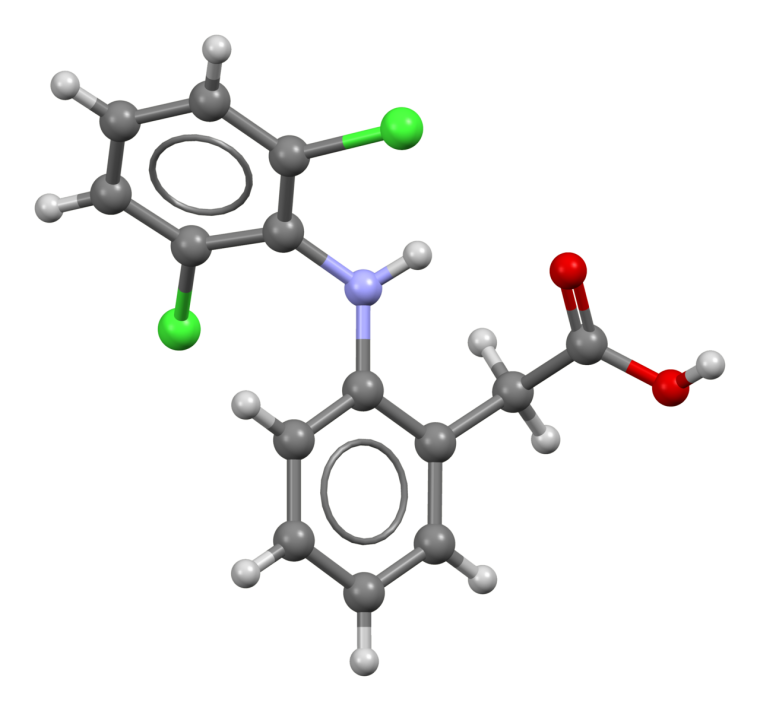 Modello molecolare del diclofenac, principio attivo del Voltaren